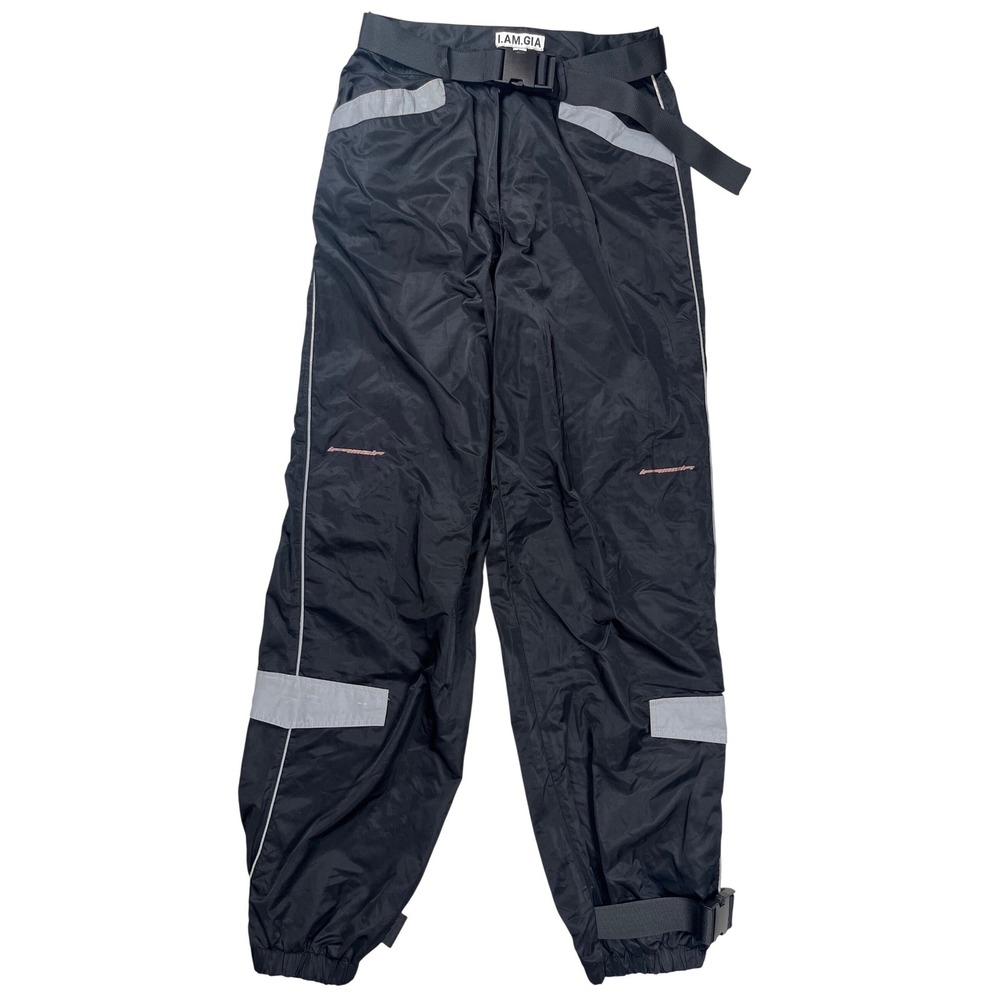 I AM GIA Neptune Pants Women‎ Medium Black Reflective Utility Belted Joggers